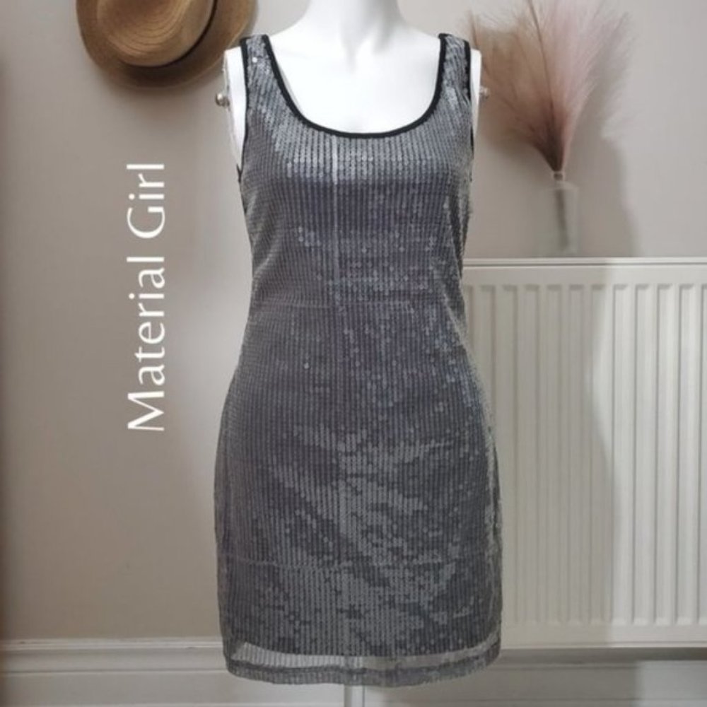 Material Girl- Sequin Silver Cami Party Dress- Size M